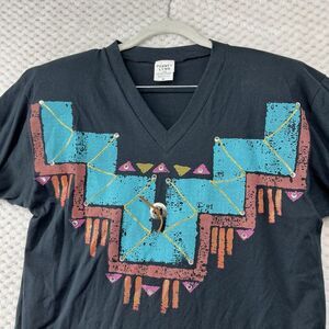 Penney Lynn Vintage T-Shirt Aztec Geometric Studded VNeck Top Western Festival M